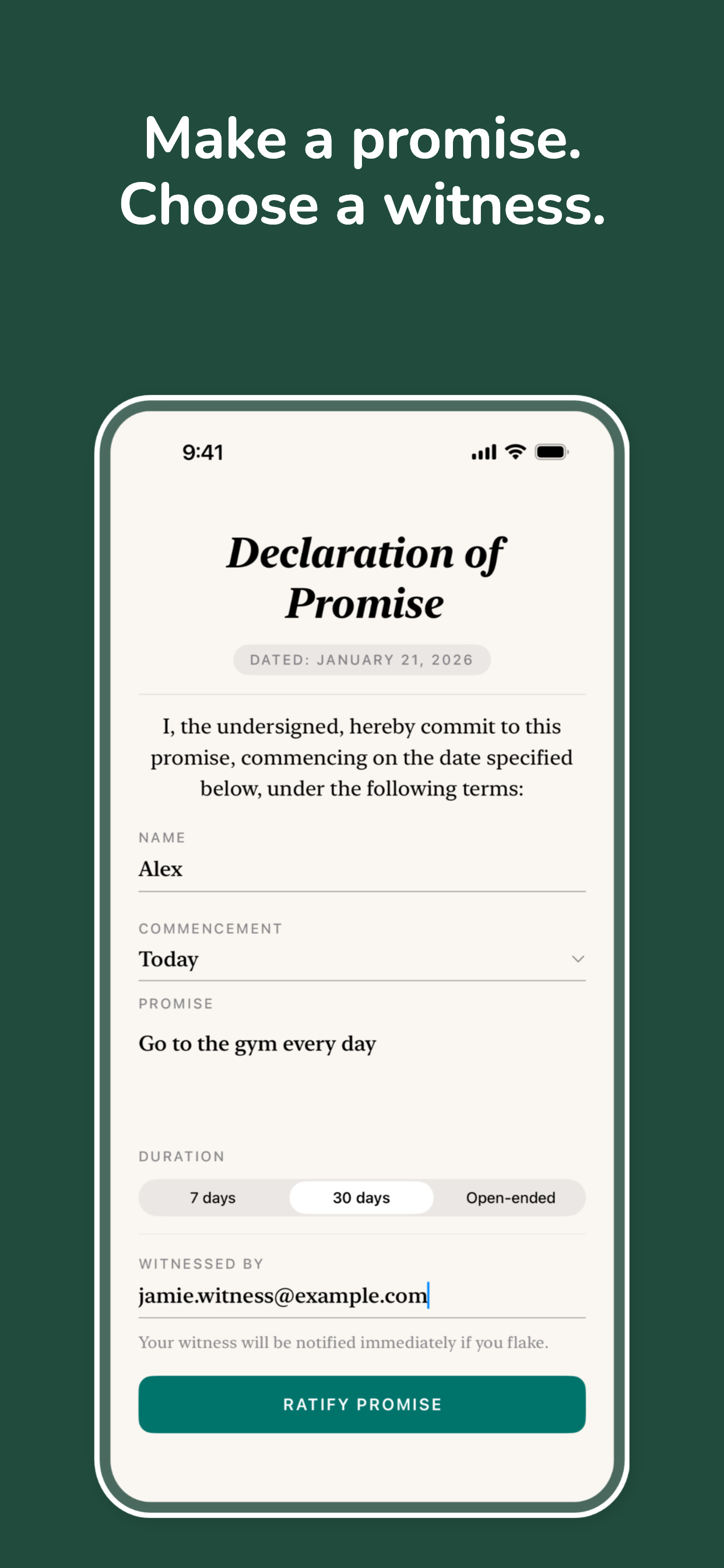 Create commitment with witness